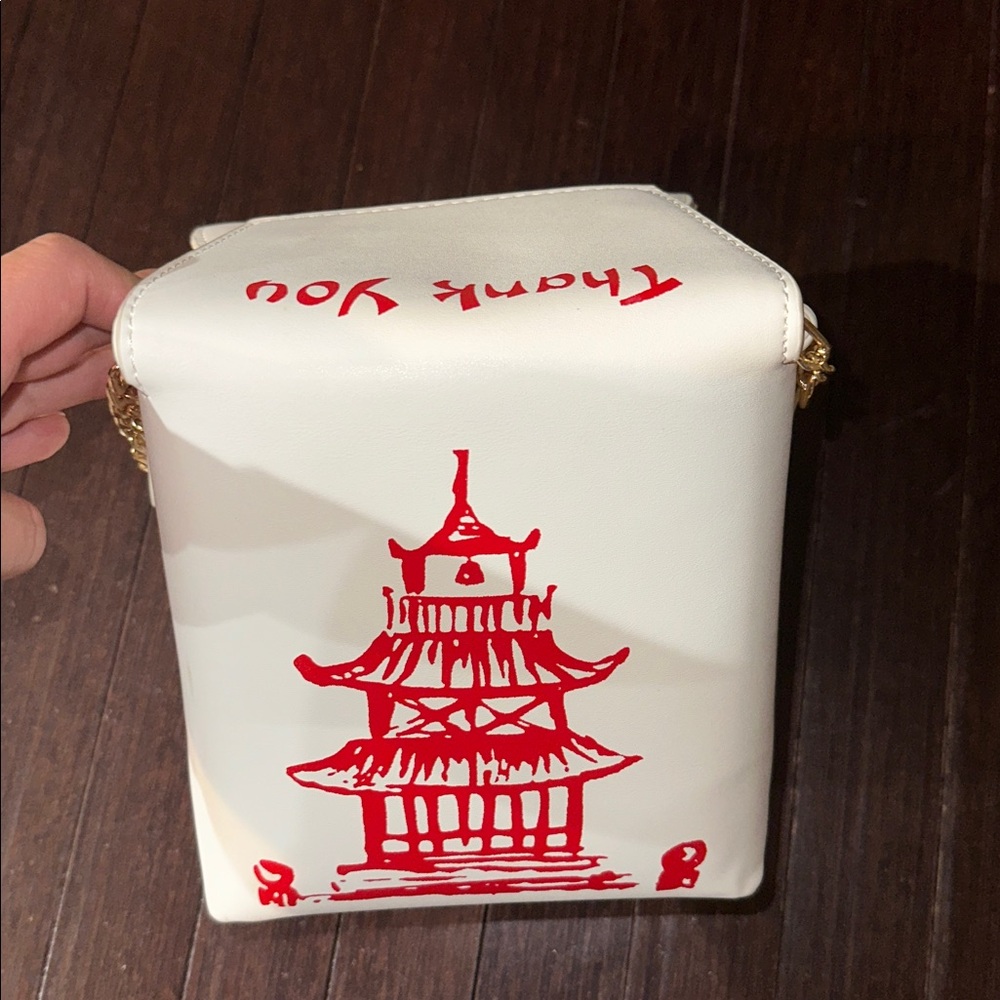 White and Red Takeout Box Purse